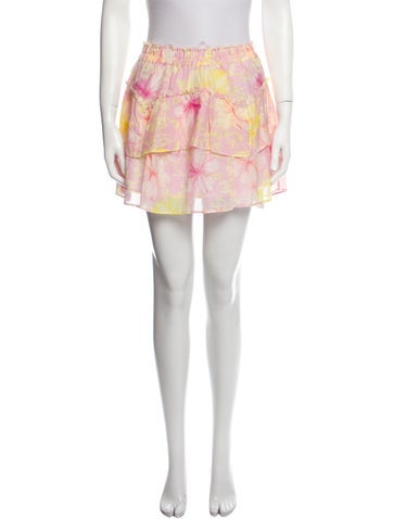 LoveShackFancy Skirts Floral Print Mini Skirt XL
