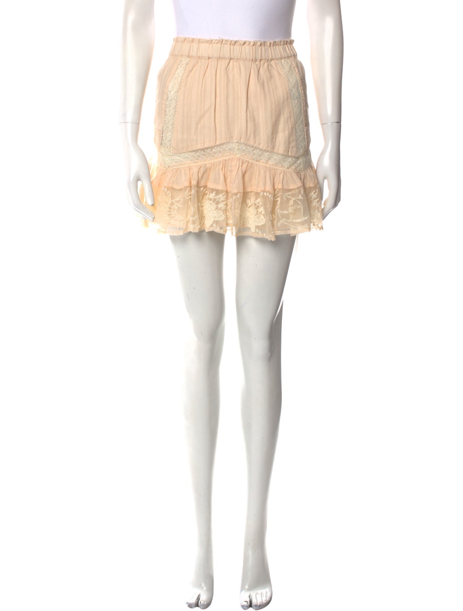 LoveShackFancy Embroidered Accent Mini Skirt