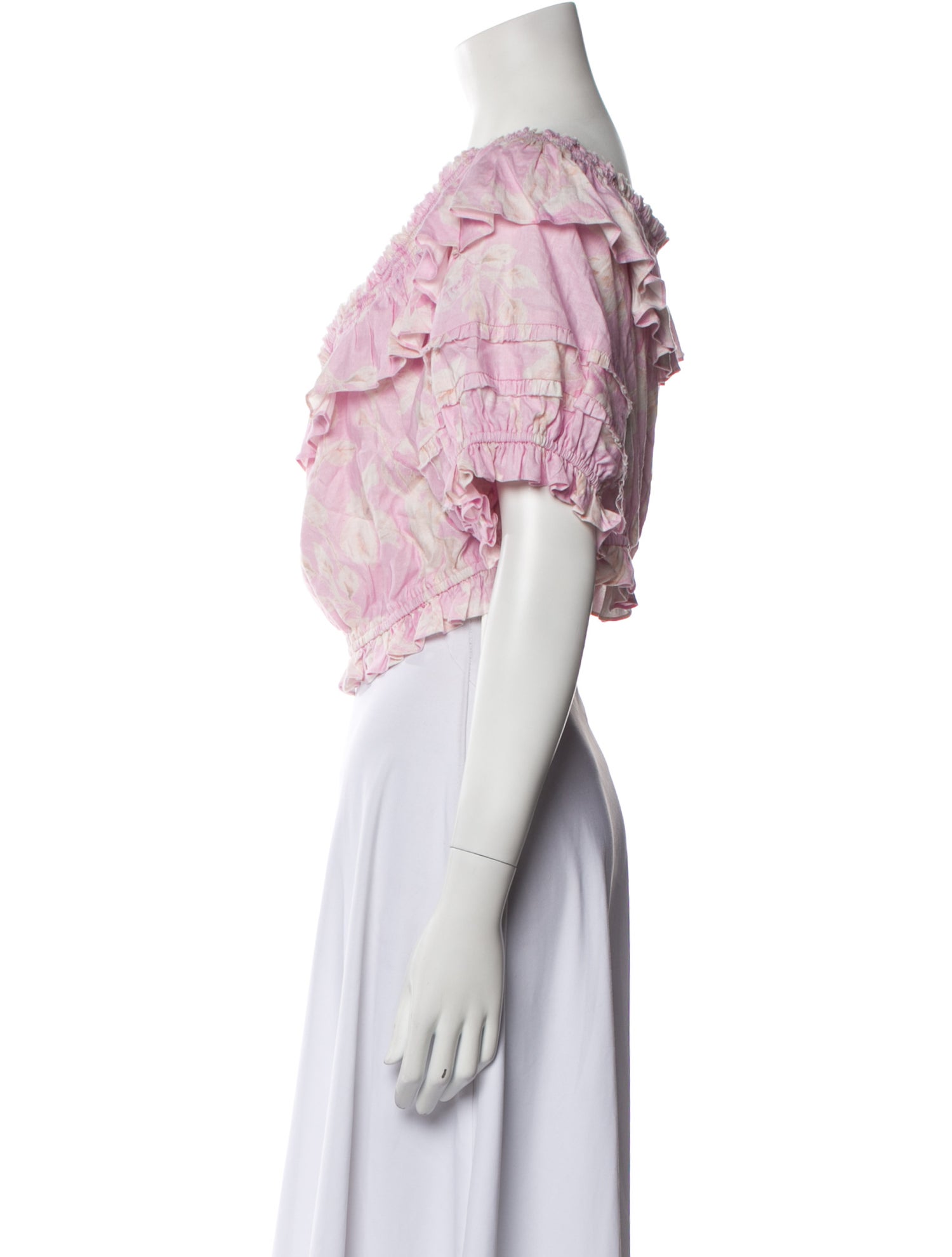 LoveShackFancy Printed V-Neck Crop Top