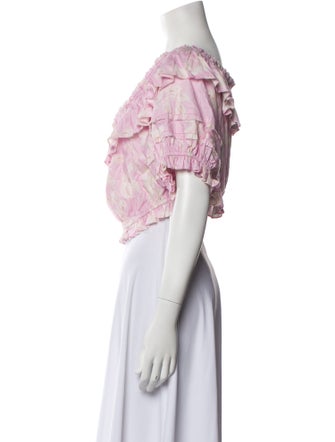 LoveShackFancy Printed V-Neck Crop Top