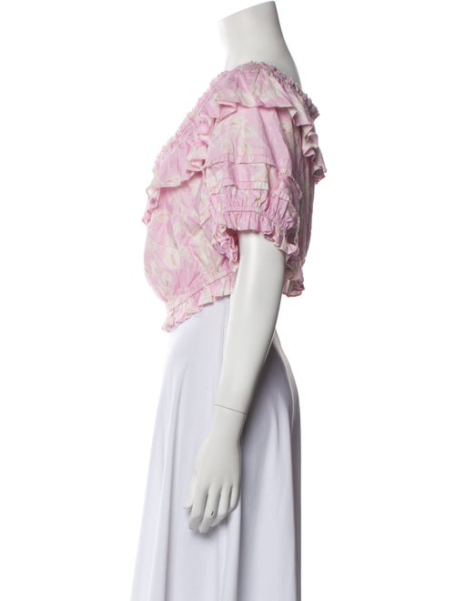 LoveShackFancy Printed V-Neck Crop Top