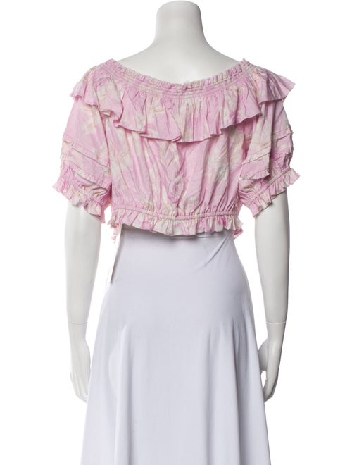 LoveShackFancy Printed V-Neck Crop Top