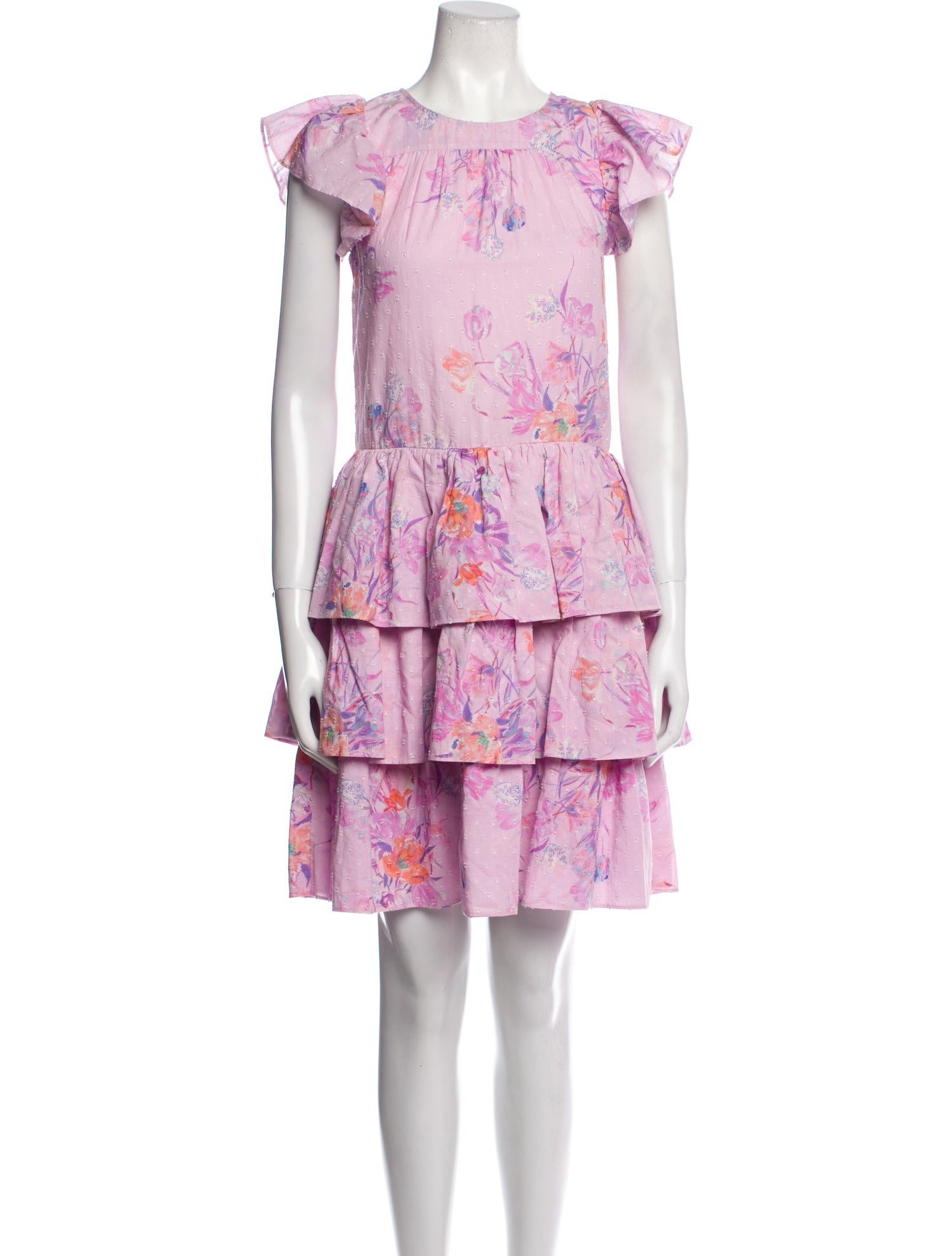 LoveShackFancy Floral Print Knee-Length Dress