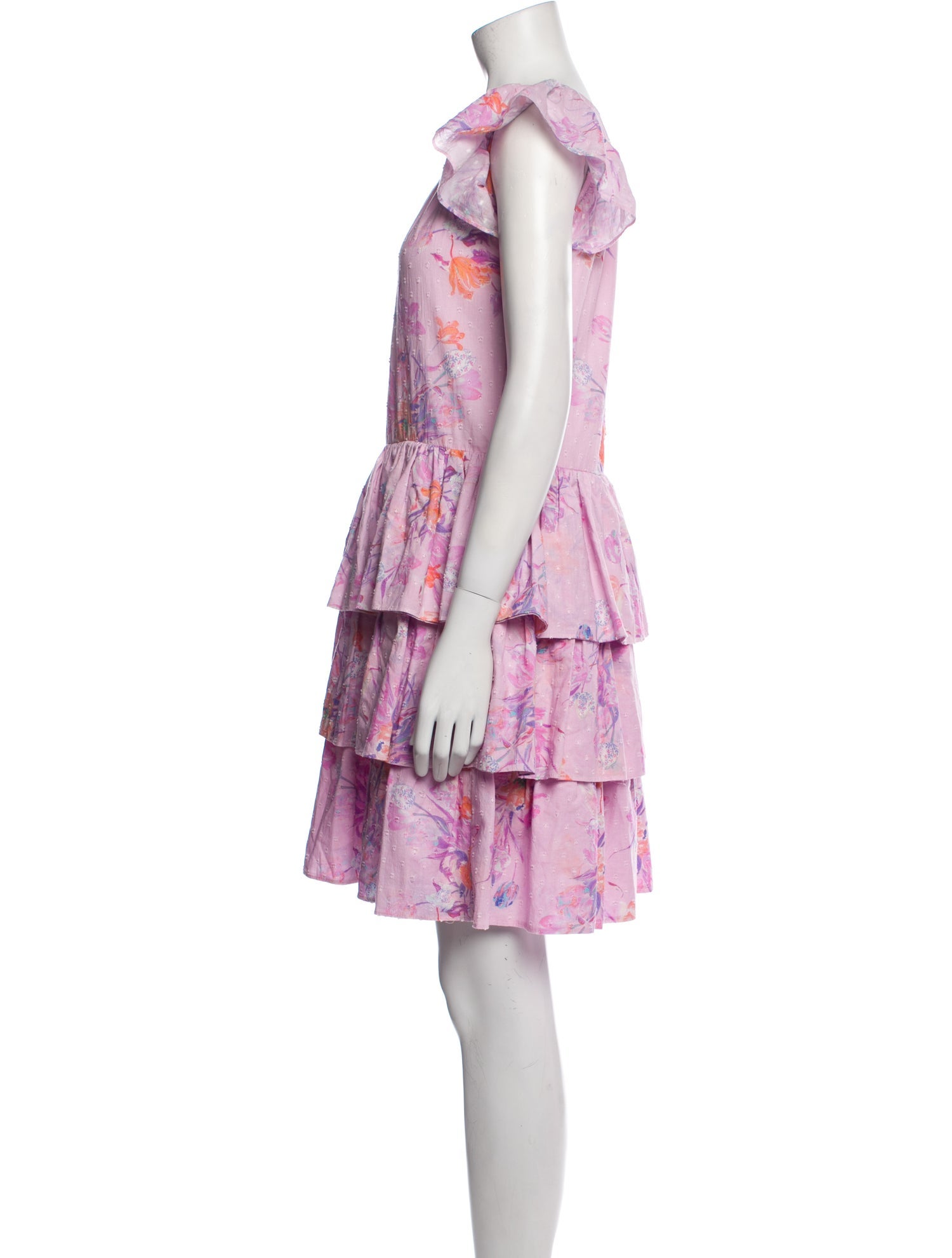 LoveShackFancy Floral Print Knee-Length Dress