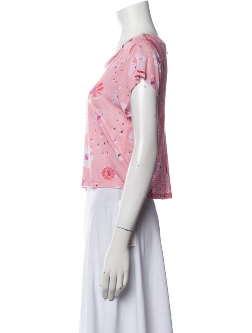 LoveShackFancy Floral Print Scoop Neck Crop Top