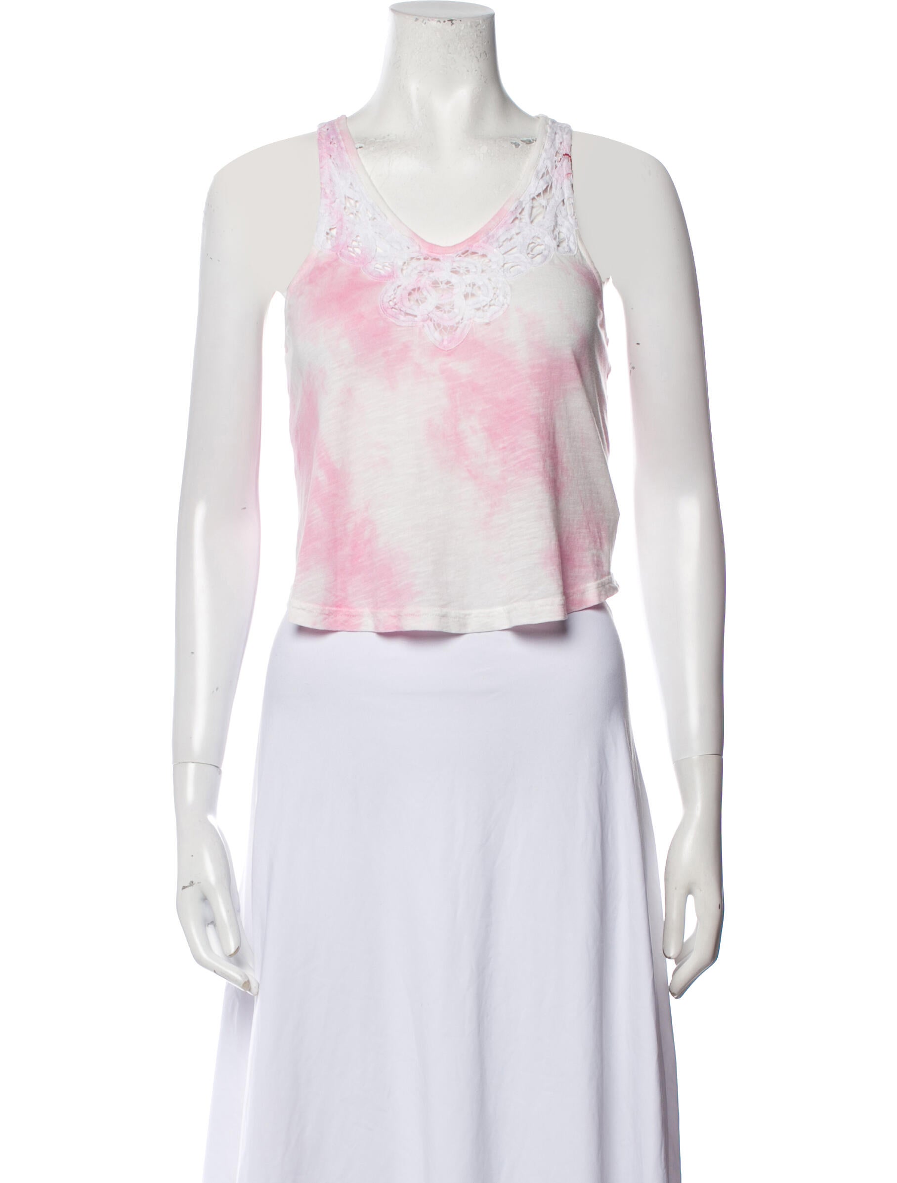 LoveShackFancy Floral Print Scoop Neck Crop Top