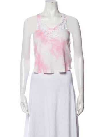 LoveShackFancy Tops Floral Print Scoop Neck Crop Top XS