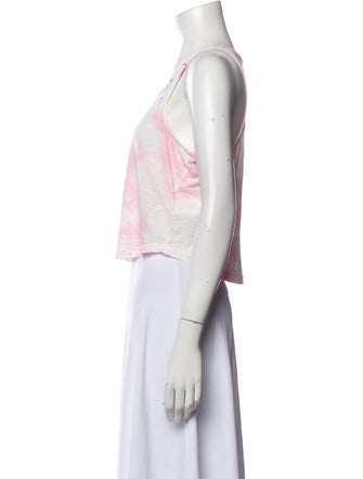 LoveShackFancy Tie-Dye Print Scoop Neck Crop Top