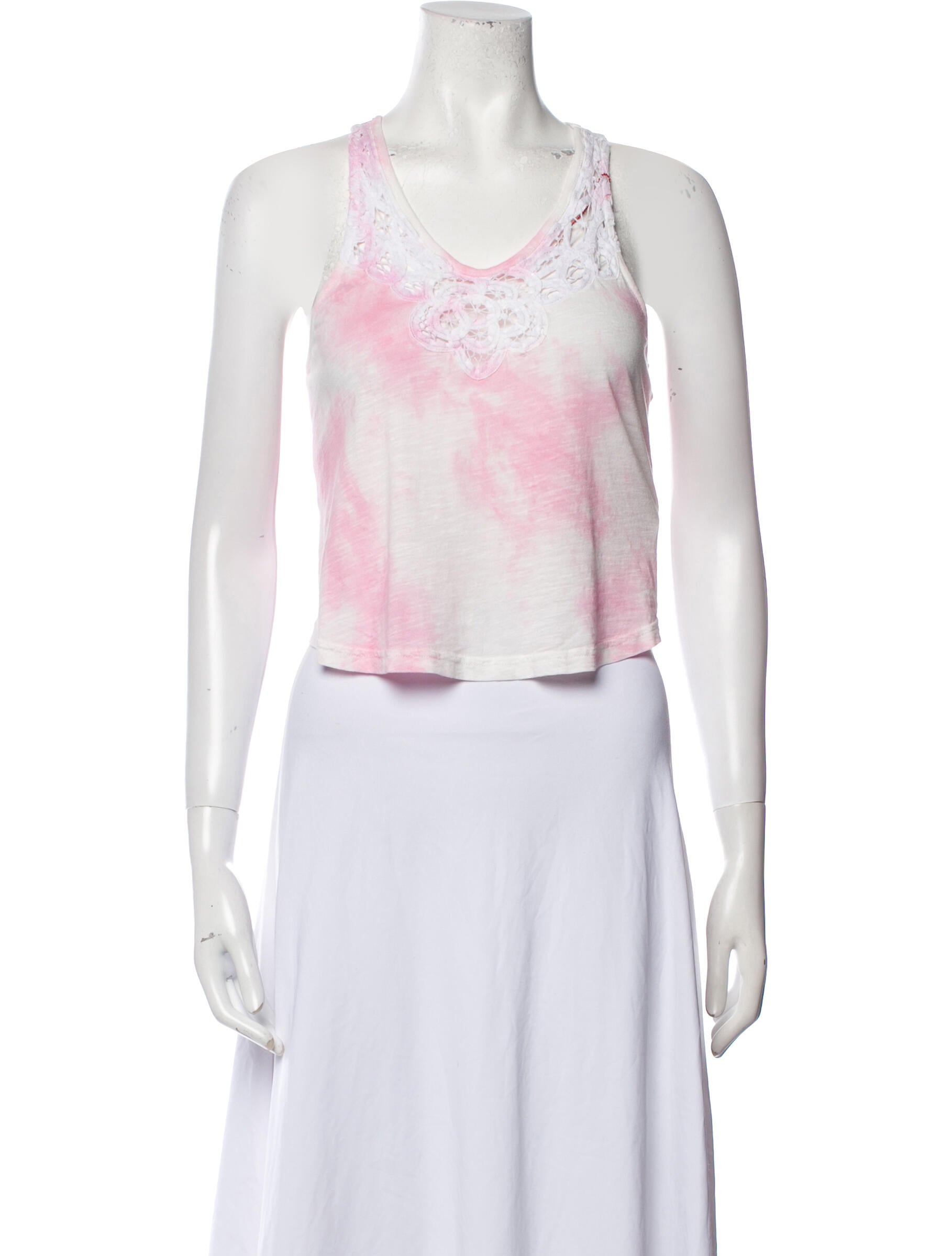 LoveShackFancy Tie-Dye Print Scoop Neck Crop Top