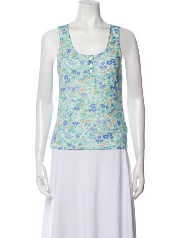 LoveShackFancy Tops Floral Print Scoop Neck Top L