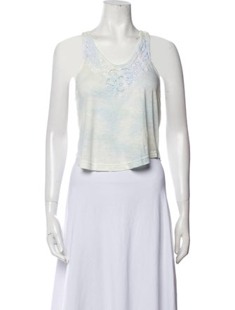 LoveShackFancy Scoop Neck Sleeveless Crop Top