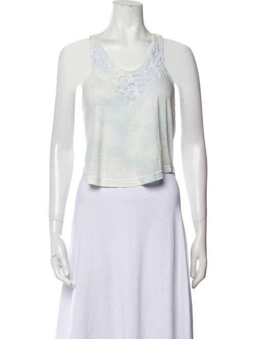 LoveShackFancy Scoop Neck Sleeveless Crop Top