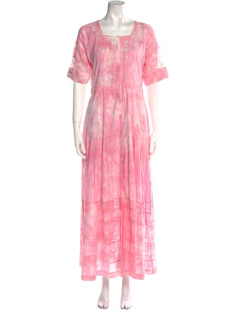 LoveShackFancy Tie-Dye Print Long Dress