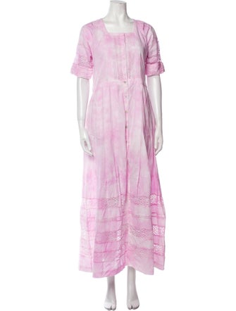LoveShackFancy Tie-Dye Print Long Dress