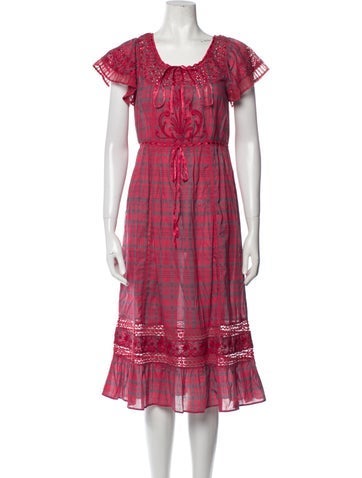 LoveShackFancy Dresses Plaid Print Midi Length Dress Petite