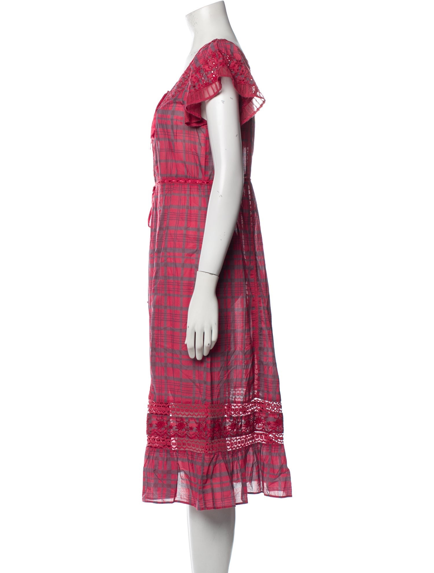 LoveShackFancy Plaid Print Midi Length Dress