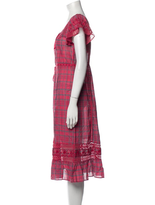 LoveShackFancy Plaid Print Midi Length Dress