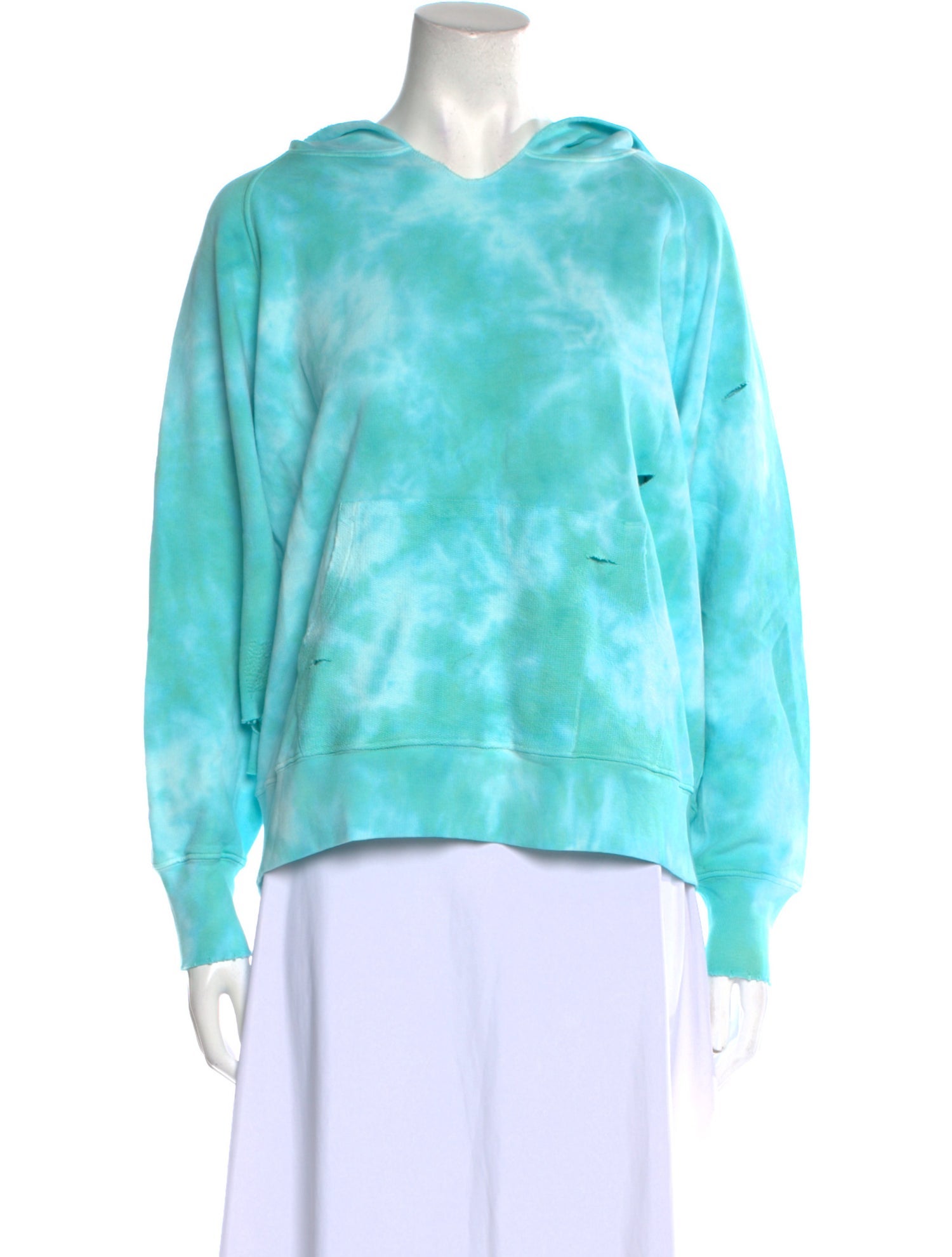 LoveShackFancy Tie-Dye Print V-Neck Sweatshirt