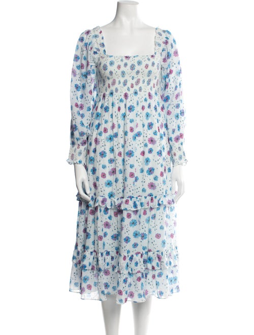 LoveShackFancy Floral Print Midi Length Dress
