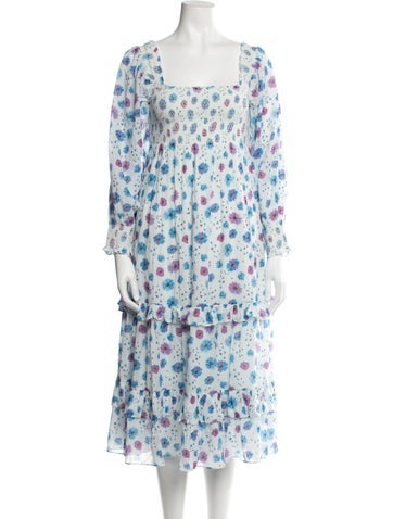 LoveShackFancy Dresses Floral Print Midi Length Dress XS