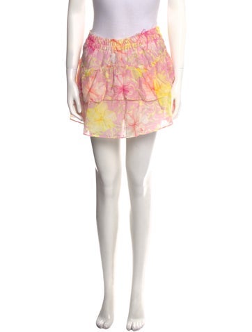 LoveShackFancy Skirts Floral Print Mini Skirt M