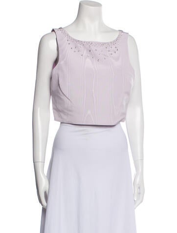 LoveShackFancy Tops Scoop Neck Sleeveless Crop Top L