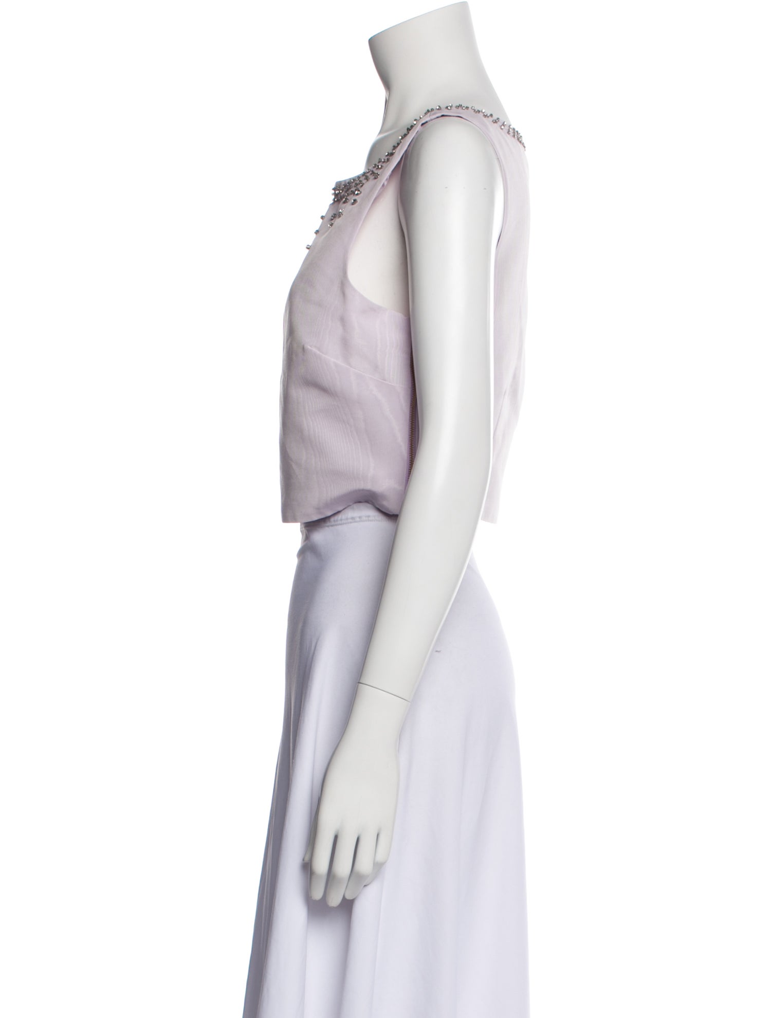 LoveShackFancy Scoop Neck Sleeveless Crop Top