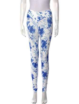 LoveShackFancy Floral Print Skinny Leg Pants