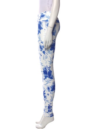 LoveShackFancy Floral Print Skinny Leg Pants