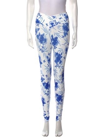 LoveShackFancy Floral Print Skinny Leg Pants