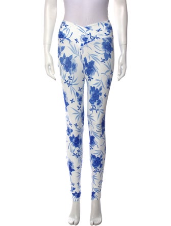 LoveShackFancy Floral Print Skinny Leg Pants