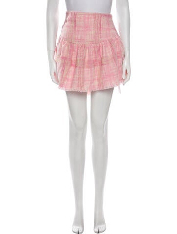 LoveShackFancy Skirts Plaid Print Mini Skirt XL