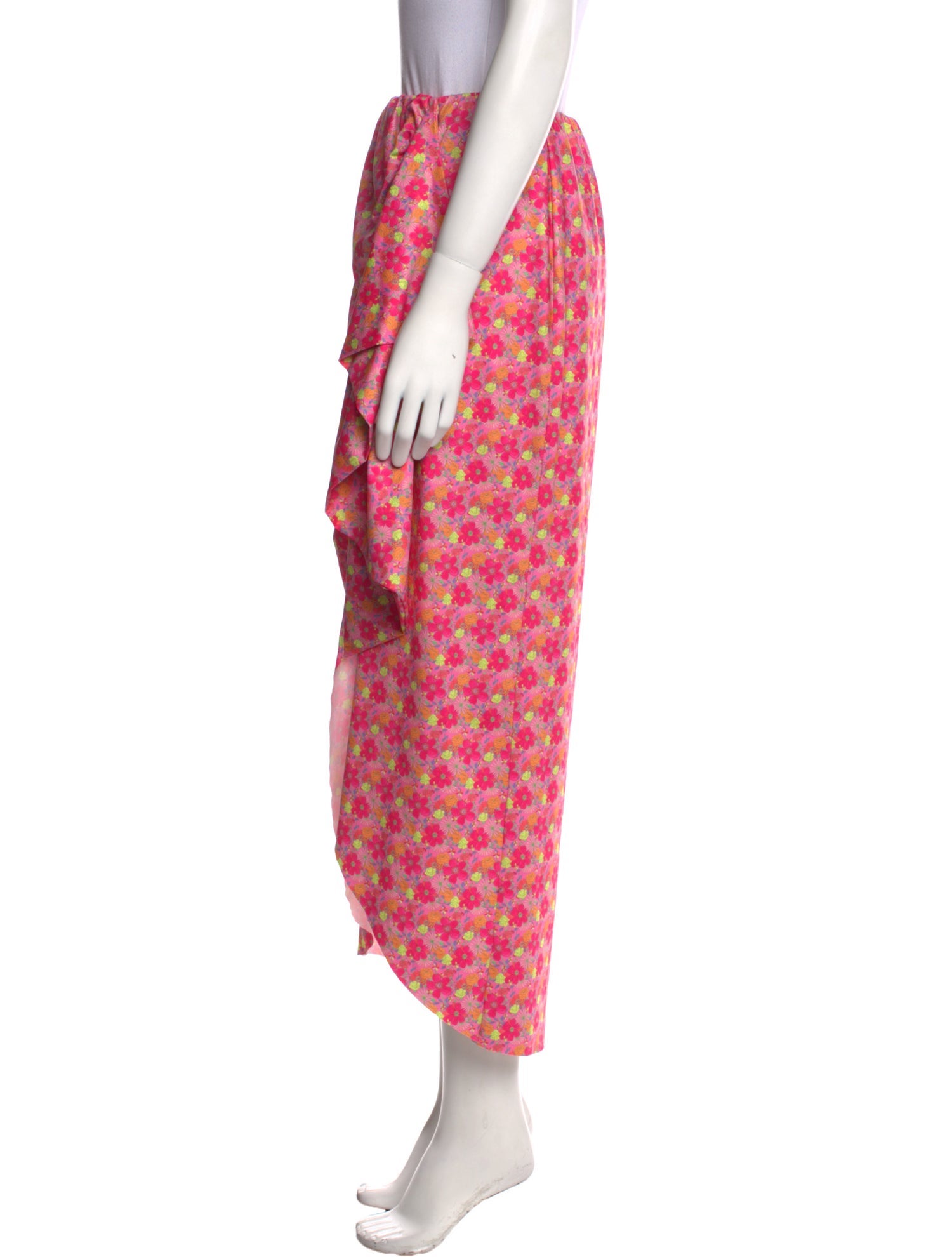 LoveShackFancy Floral Print Midi Length Skirt