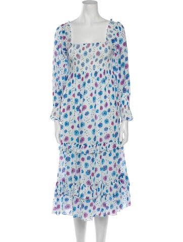 LoveShackFancy Dresses Floral Print Midi Length Dress XS
