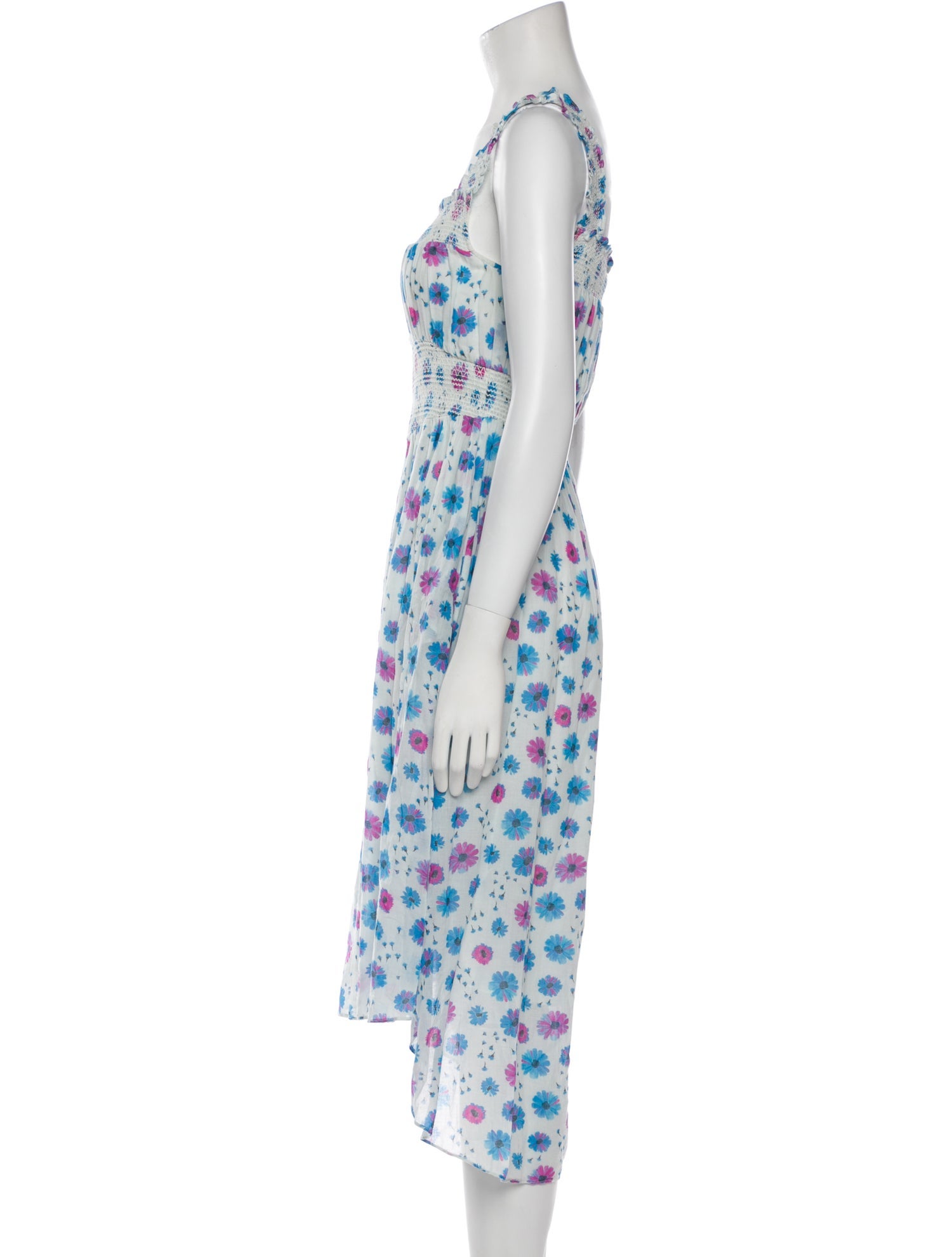 LoveShackFancy Floral Print Midi Length Dress