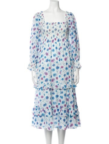 LoveShackFancy Dresses Floral Print Midi Length Dress XS