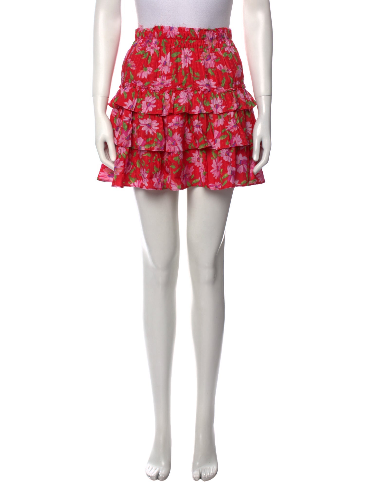 LoveShackFancy Floral Print Mini Skirt