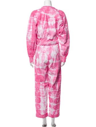 LoveShackFancy Tie-Dye Print Crew Neck Jumpsuit