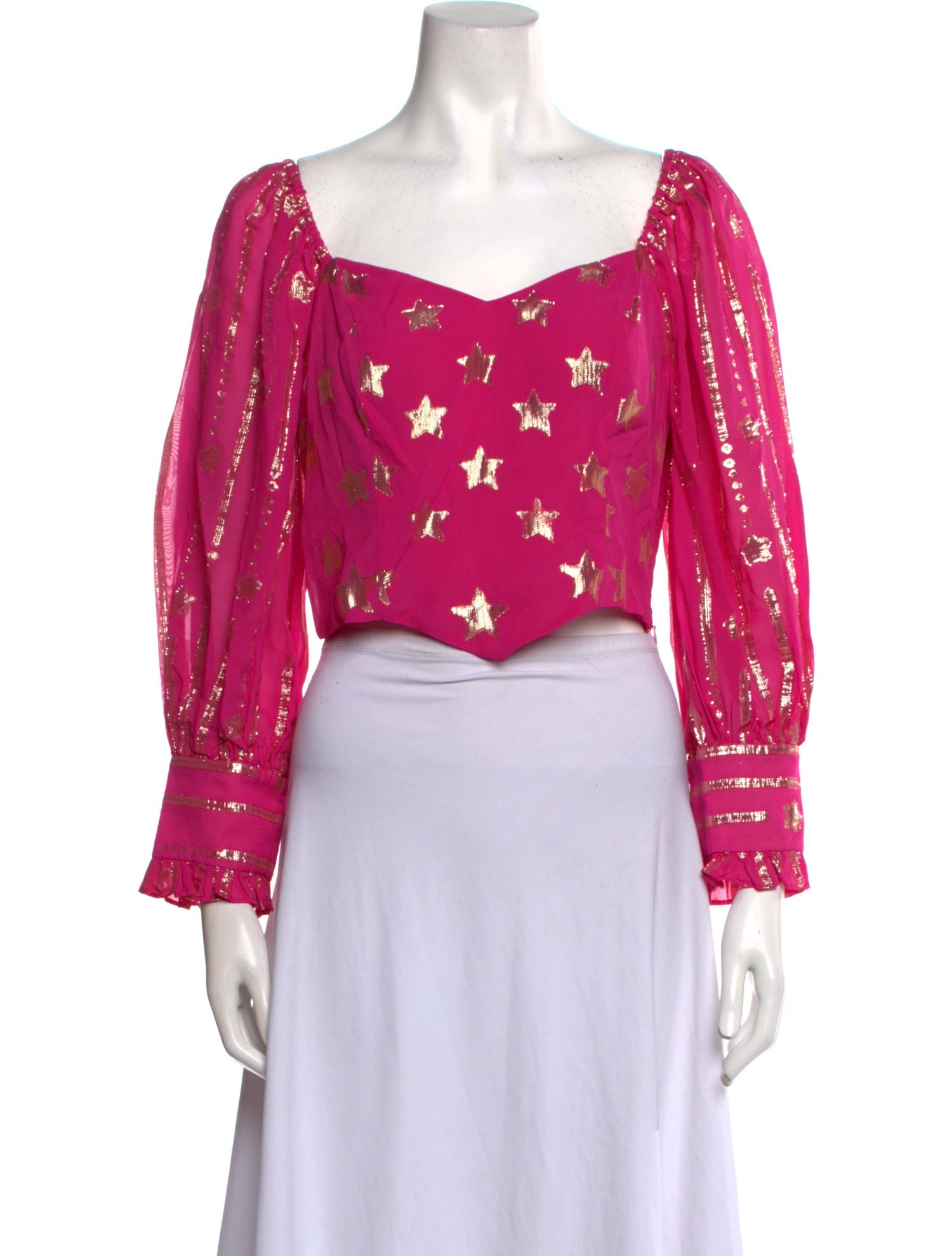 LoveShackFancy Floral Print Square Neckline Crop Top w/ Tags