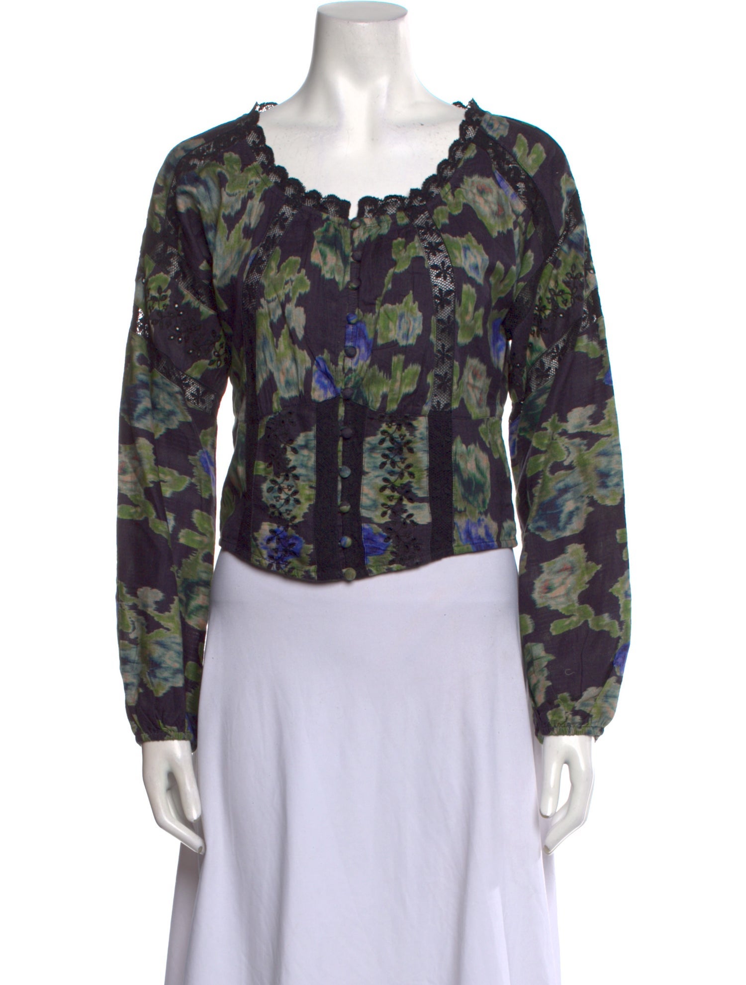 LoveShackFancy Floral Print Scoop Neck Crop Top w/ Tags