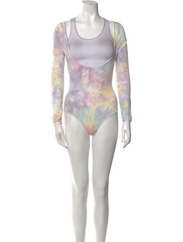 LoveShackFancy Tops Graphic Print Scoop Neck Bodysuit XXS