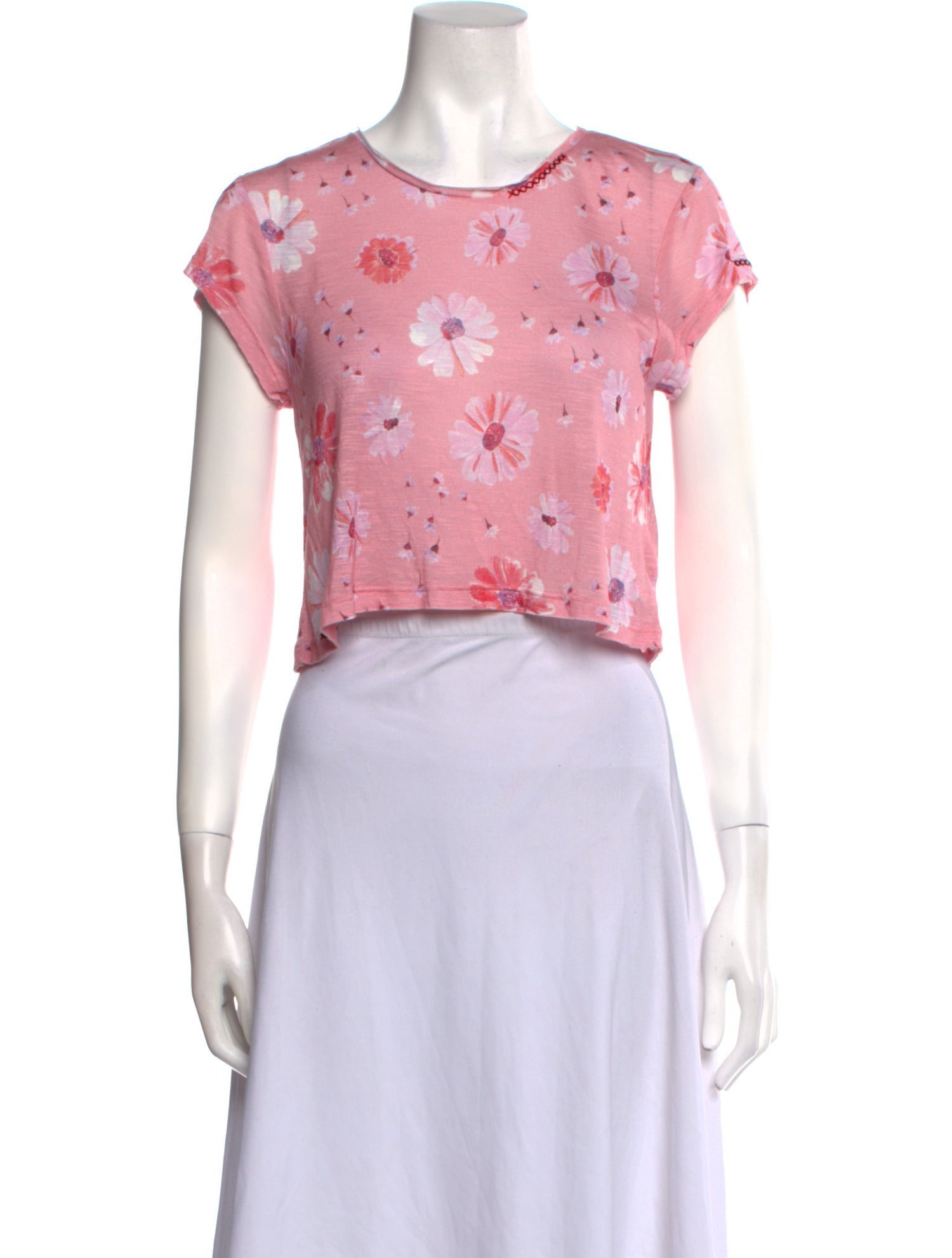 LoveShackFancy Floral Print Crew Neck Crop Top w/ Tags