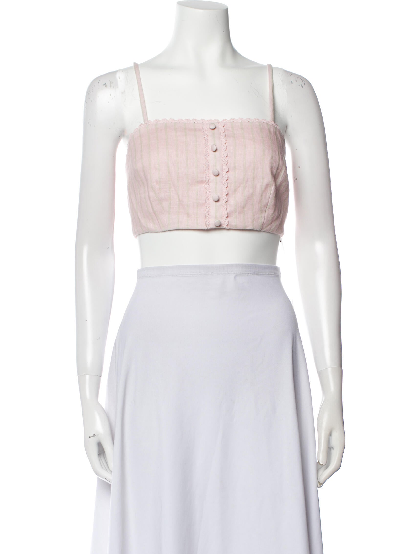 LoveShackFancy Linen Square Neckline Crop Top