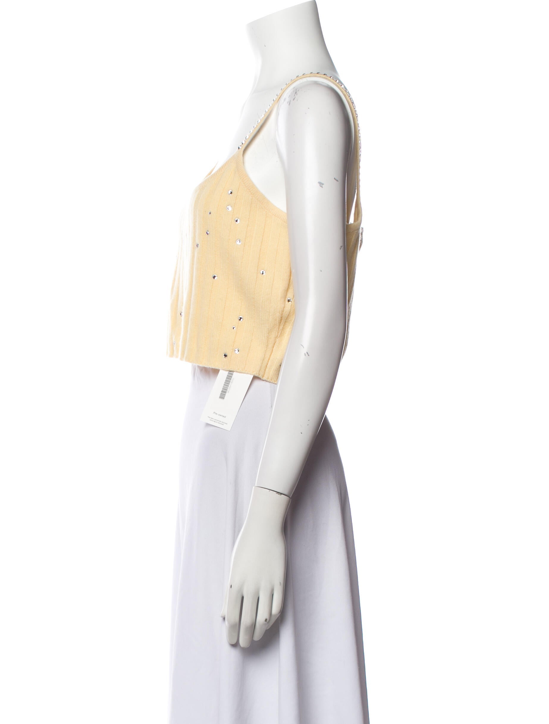 LoveShackFancy Scoop Neck Sleeveless Crop Top