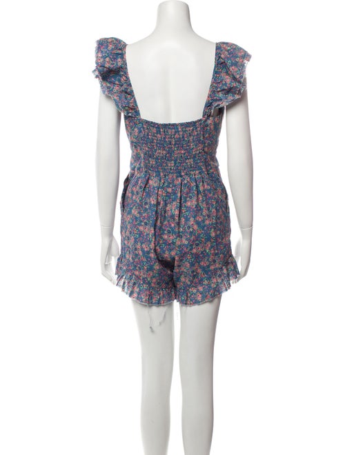 LoveShackFancy Floral Print V-Neck Romper