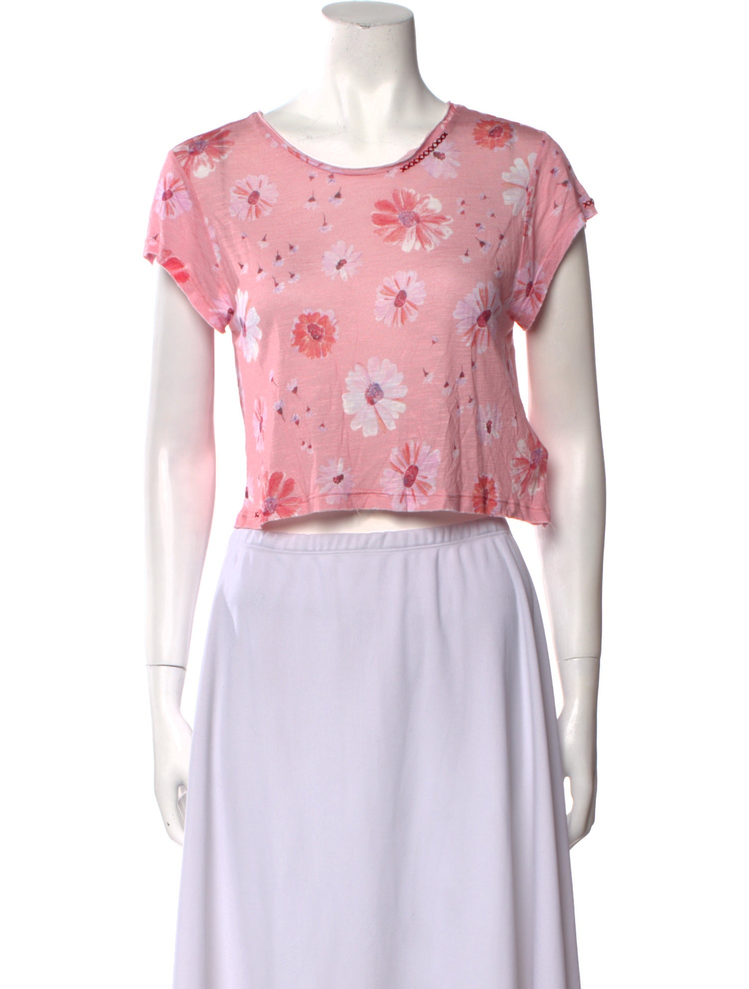 LoveShackFancy Floral Print Scoop Neck Crop Top w/ Tags