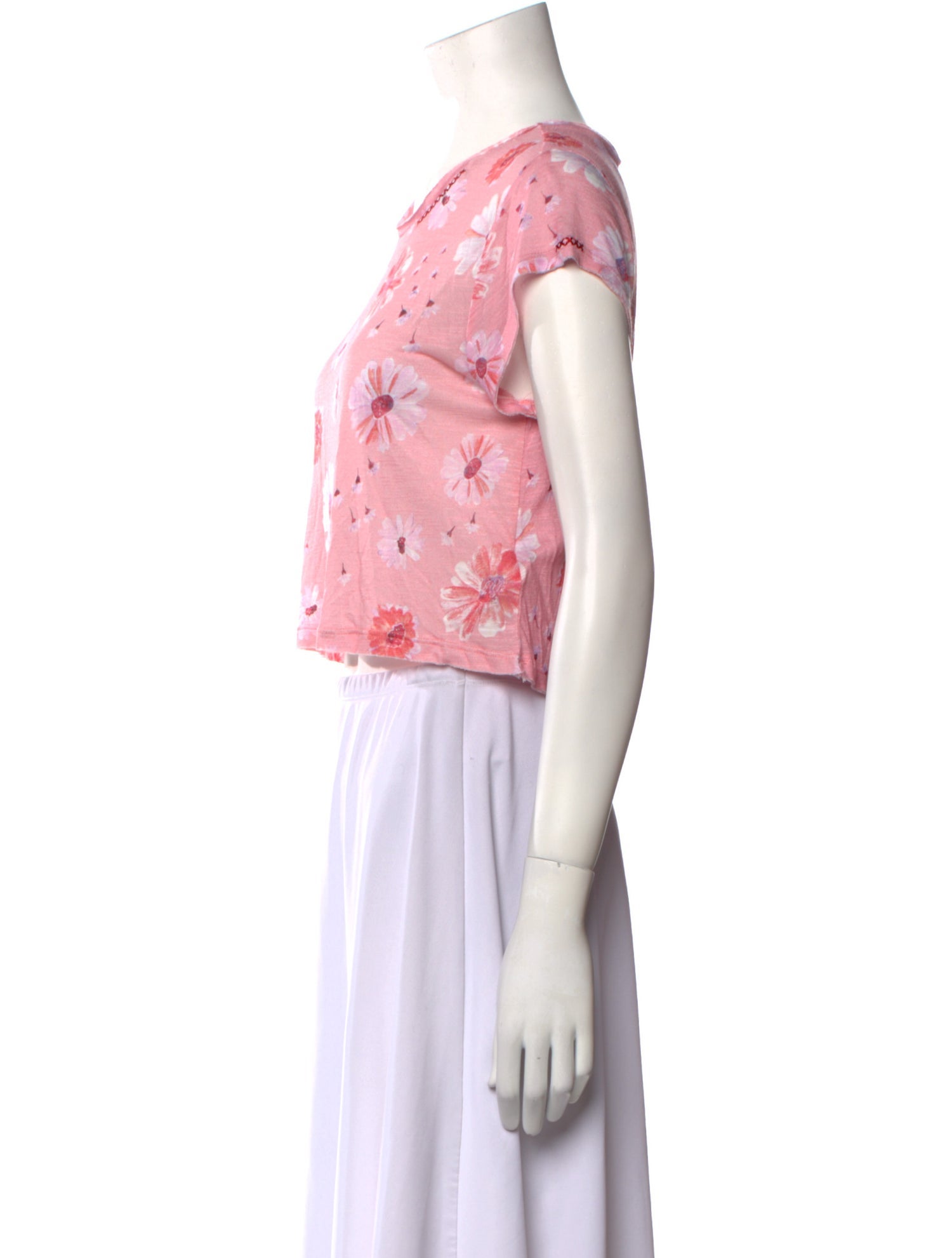 LoveShackFancy Floral Print Scoop Neck Crop Top w/ Tags