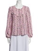 LoveShackFancy Floral Print Crew Neck Blouse