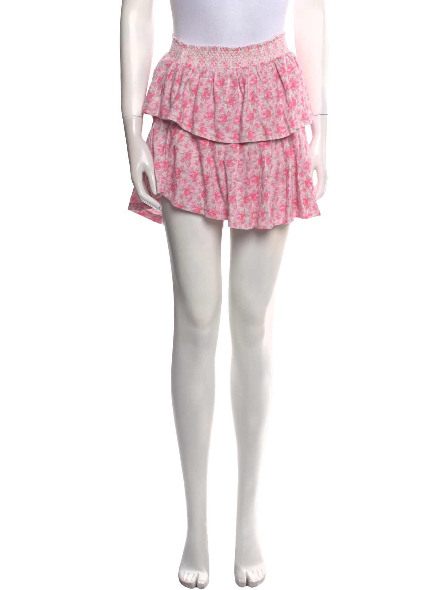 LoveShackFancy Floral Print Mini Skirt