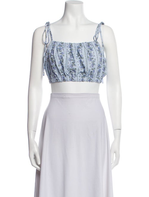 LoveShackFancy Paisley Print Square Neckline Crop Top